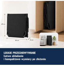 ŁÓŻKO TURYSTYCZNE POLOWE Z MATERACEM 180CM LEŻAK OGRODOWY PODUSZKA CZARNY
