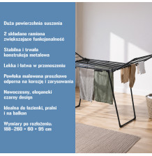 SKŁADANA SUSZARKA NA PRANIE POZIOMA CZARNA