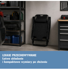 Leżak ogrodowy składany czarny 155 cm grawitacyjny regulowany fotel krzesło ogrodowe plażowe łóżko turystyczne