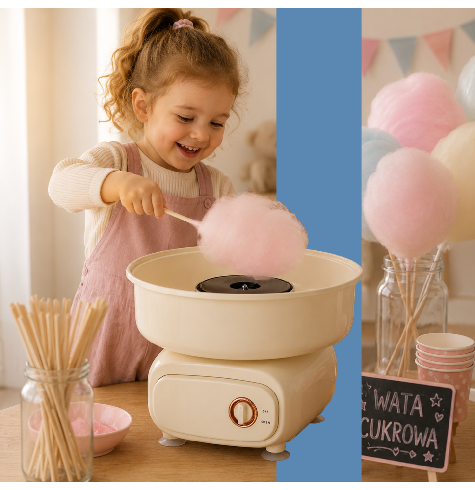 Maszyna do Waty Cukrowej MASZYNKA do Robienia Waty Cukier żółta
