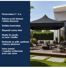 PAWILON OGRODOWY ALTANA 3X3 CZARNY IMPREZOWY EVENTOWY DO OGRODU PRZYJĘCIE