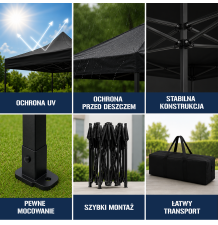 PAWILON OGRODOWY ALTANA 3X3 CZARNY IMPREZOWY EVENTOWY DO OGRODU PRZYJĘCIE