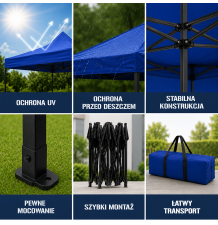 PAWILON OGRODOWY ALTANA 3X3 NIEBIESKI IMPREZOWY EVENTOWY DO OGRODU PRZYJĘCIE