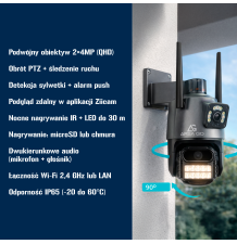 Kamera zewnętrzna podwójna wifi smart obrotowa aplikacja 8mpx