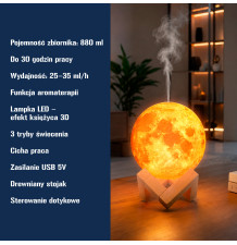 Nawilżacz powietrza dyfuzor księżyc lampka 3d LED
