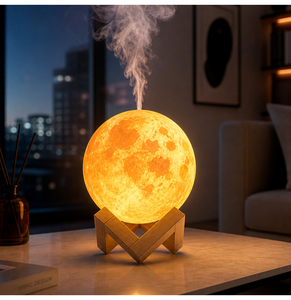 Nawilżacz powietrza dyfuzor księżyc lampka 3d LED