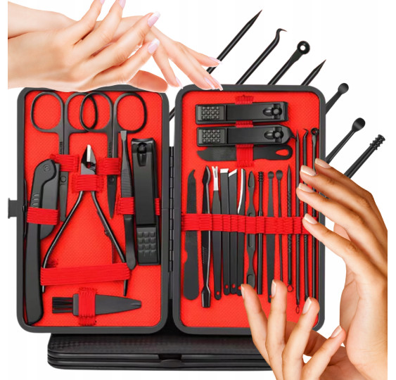 MEGA ZESTAW 24 ELEMENTY Kompleksowy Przybornik Manicure Pedicure Paznokci
