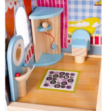 Domek dla lalek drewniany XXL 70 cm z mebelkami, basenem i LED