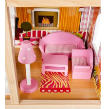 Domek dla lalek drewniany XXL 70 cm z mebelkami, basenem i LED