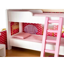 Domek dla lalek drewniany XXL 70 cm z mebelkami, basenem i LED