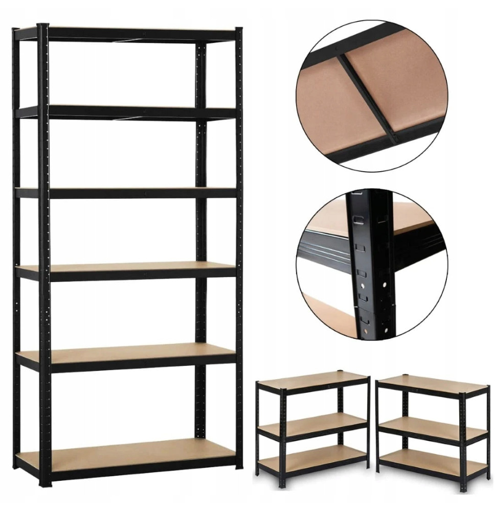 REGAŁ MAGAZYNOWY CZARNY 220x90x40