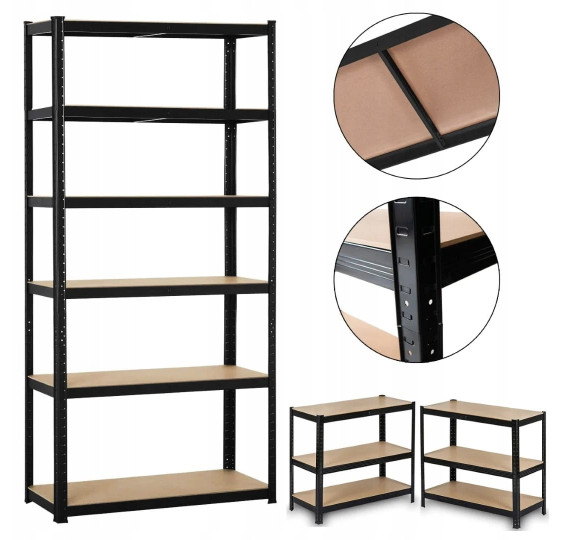 REGAŁ MAGAZYNOWY CZARNY 220x90x40