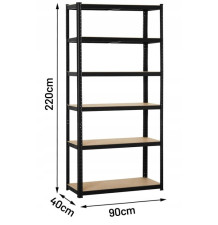REGAŁ MAGAZYNOWY CZARNY 220x90x40