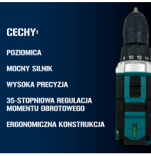 Wiertarko-wkrętarka akumulatorowa 21v niebieska 2 akumulatory 2 ah +walizka