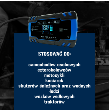 Prostownik automatyczny funkcja naprawy do akumulatorów 8A 12V 24V LCD
