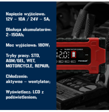 Automatyczny prostownik akumulatorowy LCD 12V/24V – 10A