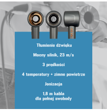 Suszarka do włosów 1600W wymienne końcówki jonizacja zimny nawiew dyfuzor