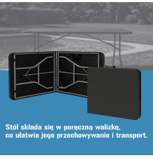 Stół cateringowy prostokątny 180 × 74 cm czarny – składany bankietowy
