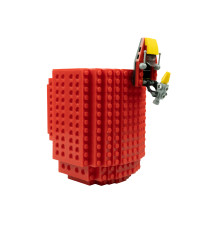 Kreatywny kubek klockowy 350 ml czerwony – idealny dla fanów LEGO