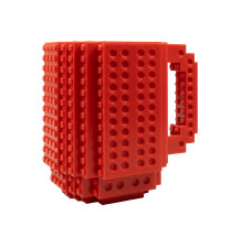 Kreatywny kubek klockowy 350 ml czerwony – idealny dla fanów LEGO