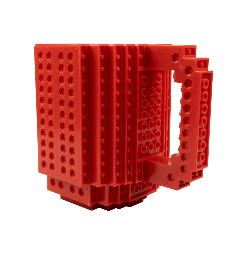 Kreatywny kubek klockowy 350 ml czerwony – idealny dla fanów LEGO