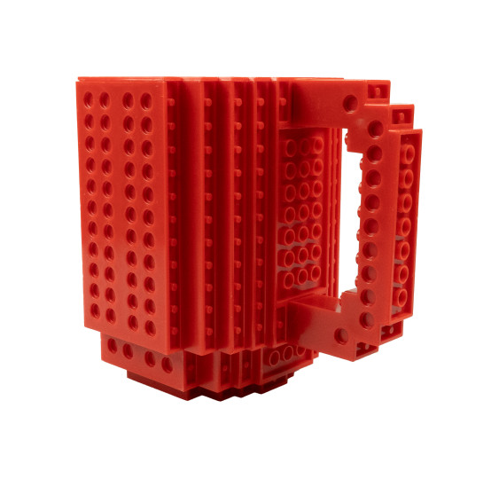 Kreatywny kubek klockowy 350 ml czerwony – idealny dla fanów LEGO