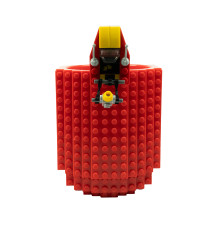 Kreatywny kubek klockowy 350 ml czerwony – idealny dla fanów LEGO