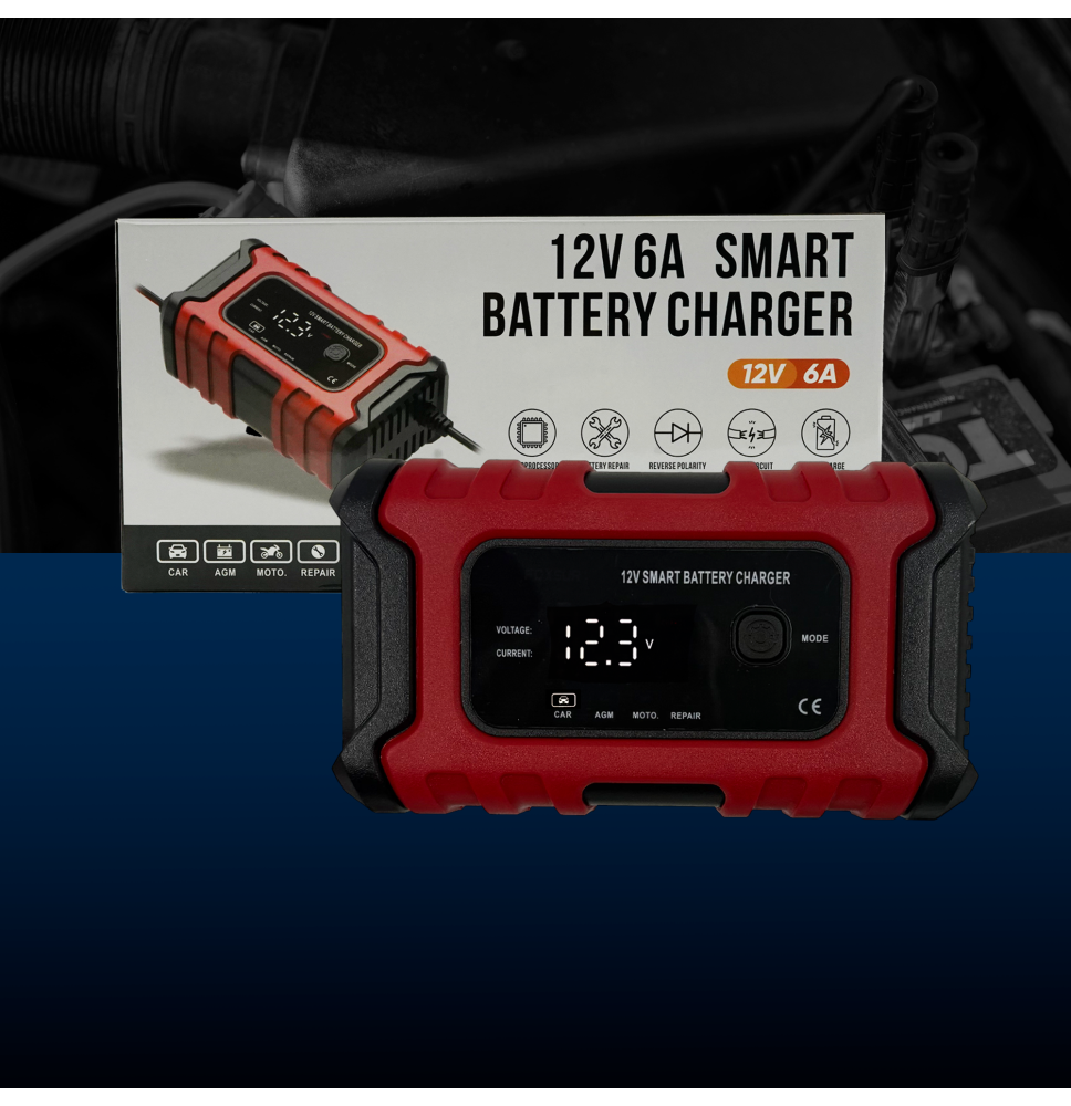 Automatyczny prostownik akumulatorowy LCD 12V/24V – 6A