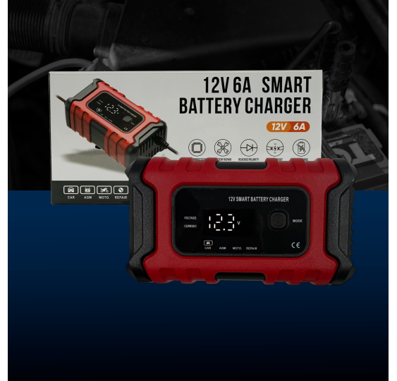 Automatyczny prostownik akumulatorowy LCD 12V/24V – 6A