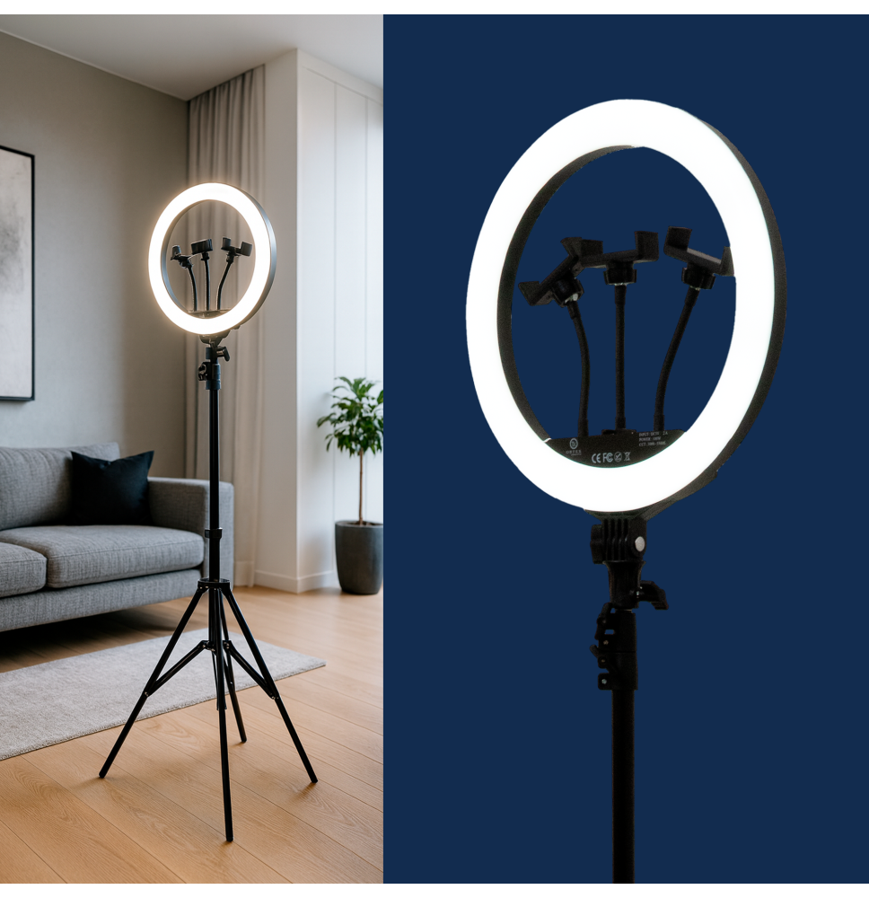 Lampa pierścieniowa LED Ring 35 cm 100W ze statywem 210 cm i 3 barwami