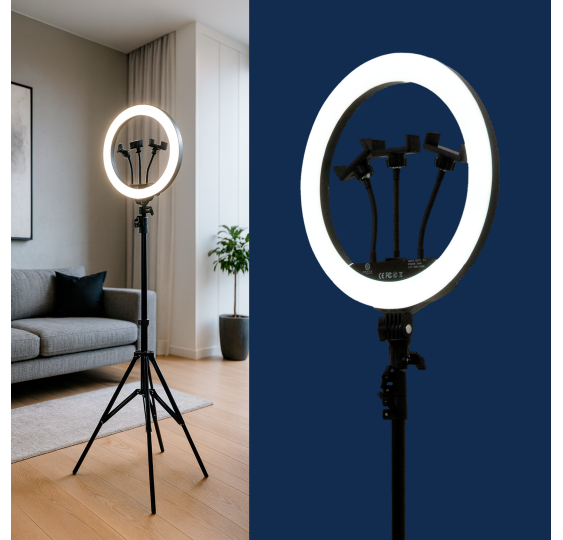 Lampa pierścieniowa LED Ring 35 cm 100W ze statywem 210 cm i 3 barwami