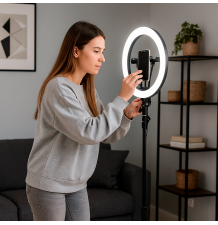 Lampa pierścieniowa LED Ring 35 cm 100W ze statywem 210 cm i 3 barwami