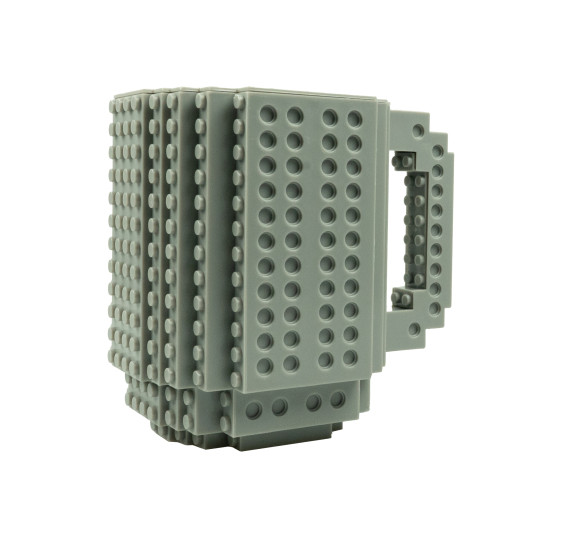 Kreatywny kubek klockowy 350 ml szary – idealny dla fanów LEGO