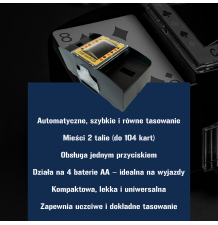 Automatyczna tasowarka do kart – na 2 talie, kompaktowa, zasilana bateriami