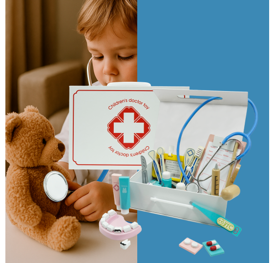 Drewniany zestaw lekarza dla dzieci walizka apteczka pielęgniarka doktor