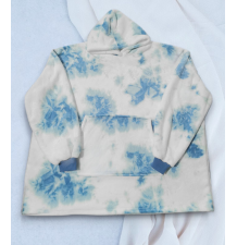 Bluzokoc niebieski ombre ponczo bluza z kapturem kieszeń kangur polar oversize 100% poliester dla młodzieży dorosłych