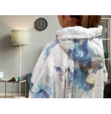Bluzokoc niebieski ombre ponczo bluza z kapturem kieszeń kangur polar oversize 100% poliester dla młodzieży dorosłych