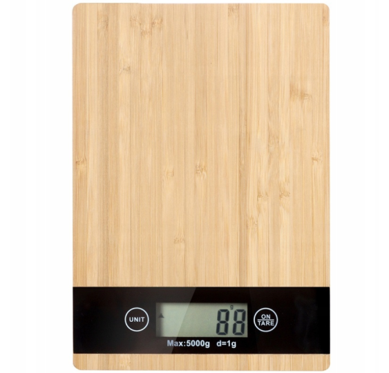 ELEKTRONICZNA WAGA KUCHENNA PŁASKA BAMBUSOWA LCD 5KG