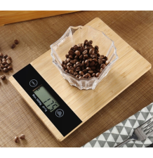 ELEKTRONICZNA WAGA KUCHENNA PŁASKA BAMBUSOWA LCD 5KG