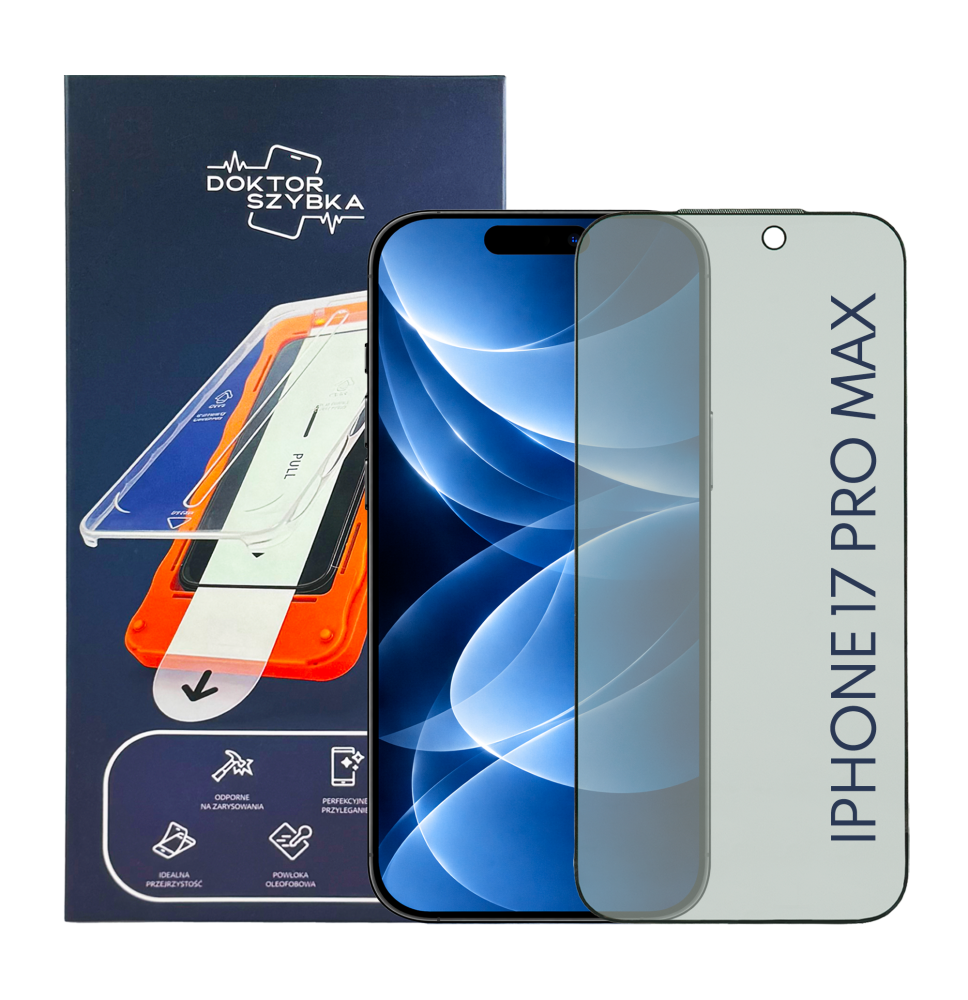 SZKŁO OCHRONNE PRYWATYZUJĄCE iPhone 17 PRO MAX + aplikator 1 szt