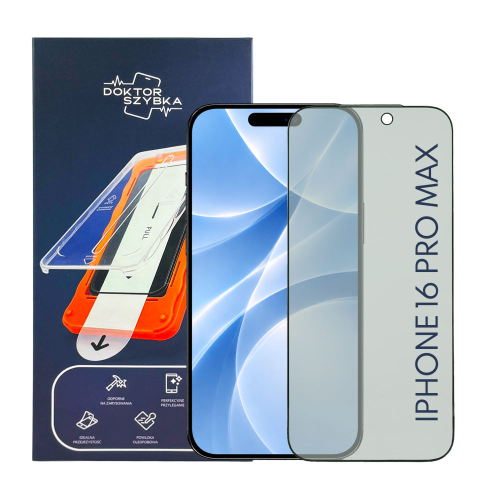 SZKŁO OCHRONNE PRYWATYZUJĄCE do iPhone 16 Pro Max + aplikator