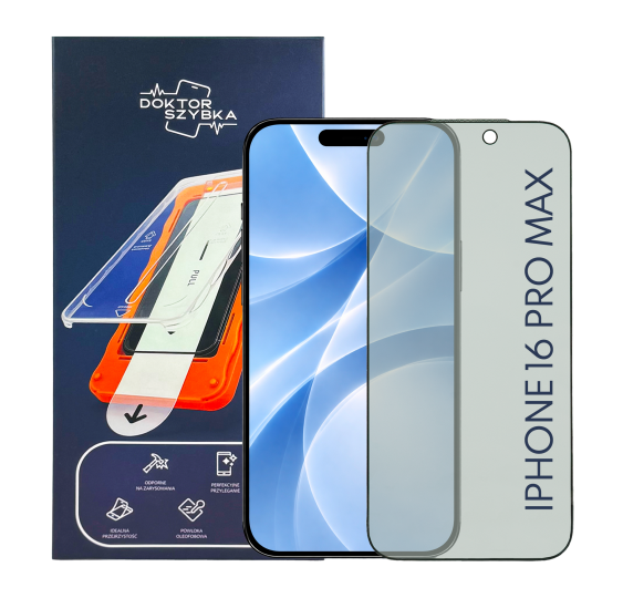 SZKŁO OCHRONNE PRYWATYZUJĄCE do iPhone 16 Pro Max + aplikator