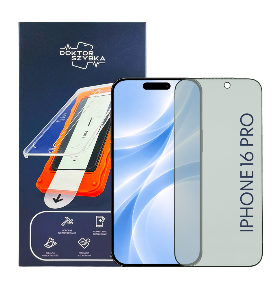 SZKŁO OCHRONNE PRYWATYZUJĄCE do iPhone 16 Pro 1 szt. + aplikator