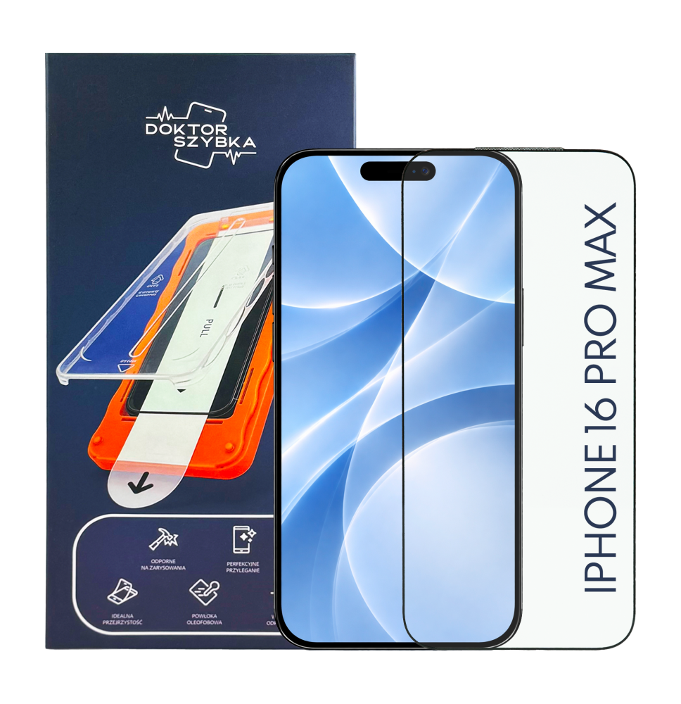 Szkło hartowane Szybka ochronna iPhone 16 Pro Max + APLIKATOR 1SZT