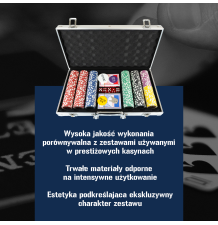 Zestaw do gry w pokera premium 300 szt. żetonów 2 talie kart + kostki + walizka