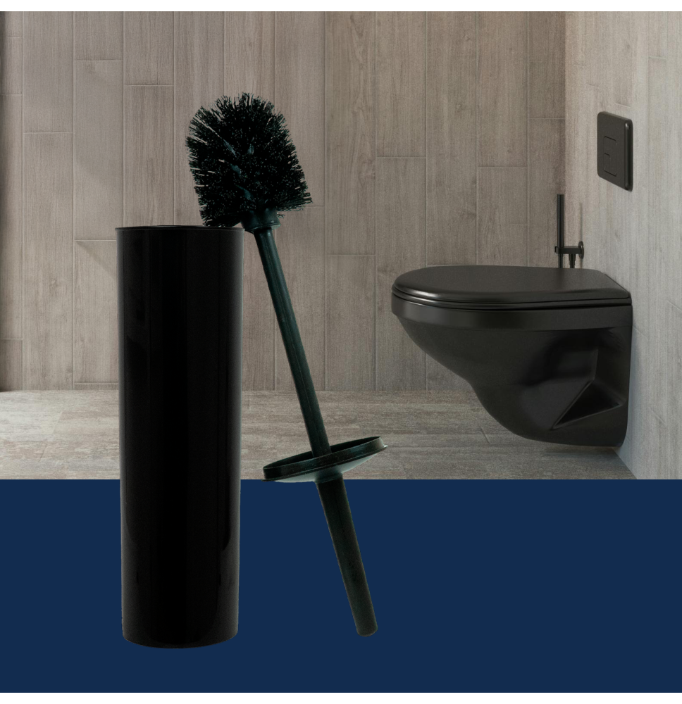Szczotka do WC łazienki czarna zamykana wolnostojąca elegancka minimalistyczna