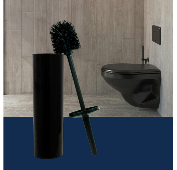 Szczotka do WC łazienki czarna zamykana wolnostojąca elegancka minimalistyczna