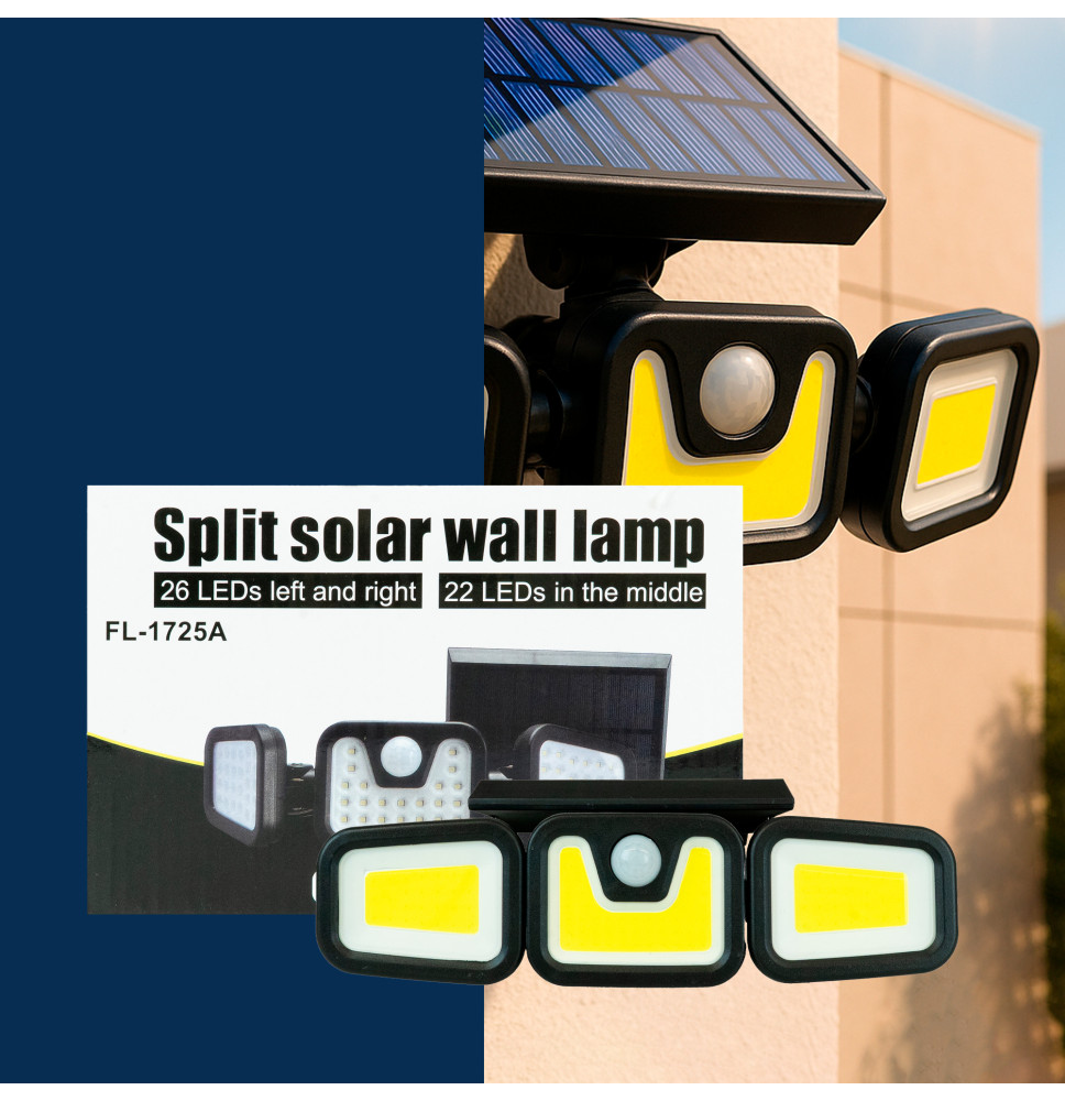 Ledowa Lampa Solarna 3w1 z Czujnikiem Ruchu i Zmierzchu, Mocne Światło 2400mAh