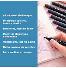 Markery flamastry mazaki dwustronne precyzyjne 48 kolorów