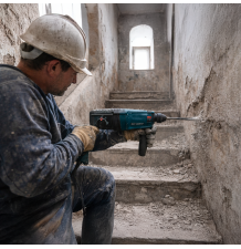 Udarowy młotowiertarka 2600W SDS-Plus z trybami pracy, wiertłami i dłutami